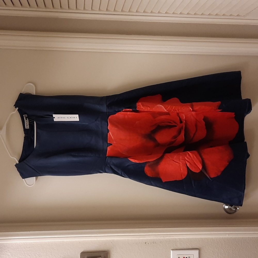 NWT, Frock Shop by Modcloth Satin Rose Dress - Picture 1 of 12